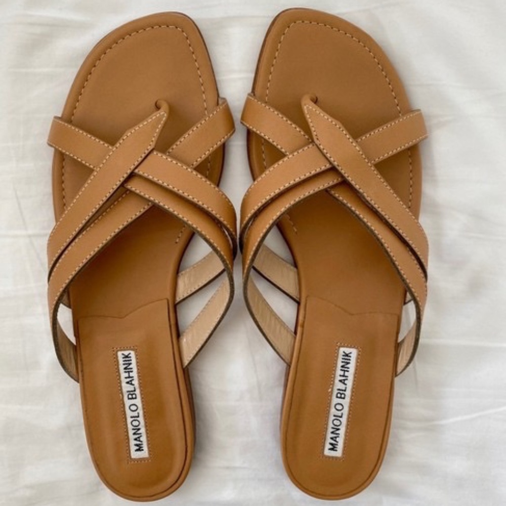 Manolo Blahnik cross strap sandals